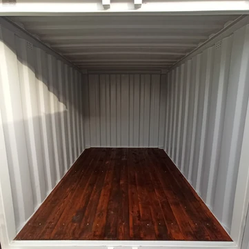 Intérieur du container de stockage de 10 pieds avec sol en bois massif.