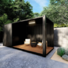 Pool house en container de 20 pieds avec terrasse ouverte.