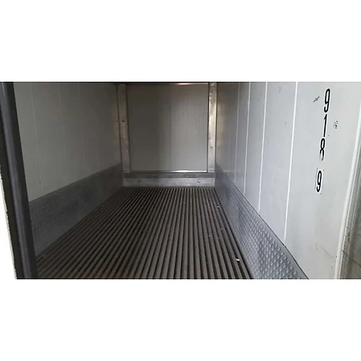 Vue Intérieure du container isotherme de 20 pieds, montrant le plancher plat en aluminium.