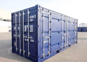 Vue extérieure d’un container maritime 20 pieds DDSD neuf avec ouverture latérale complète.