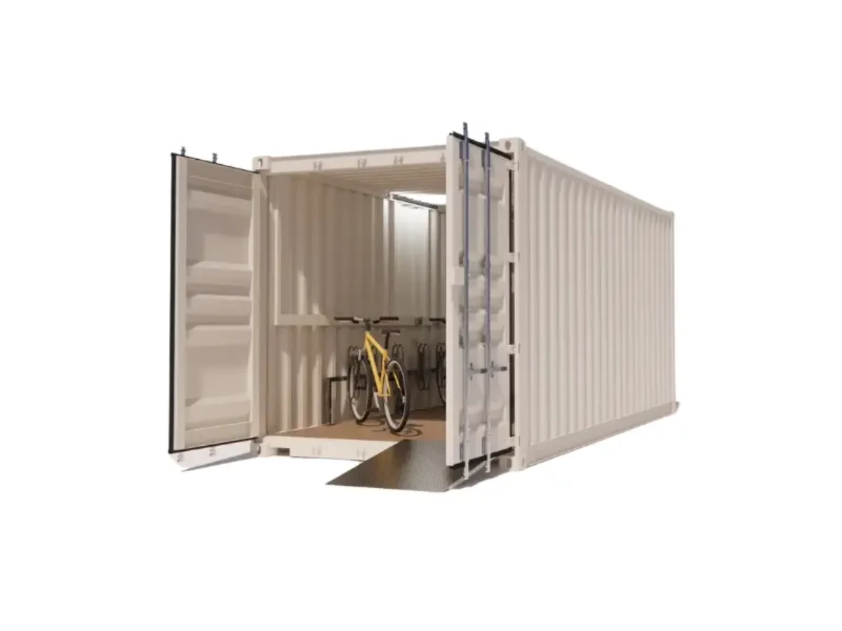 Abri vélos électriques fermé 6 places en container 20 pieds