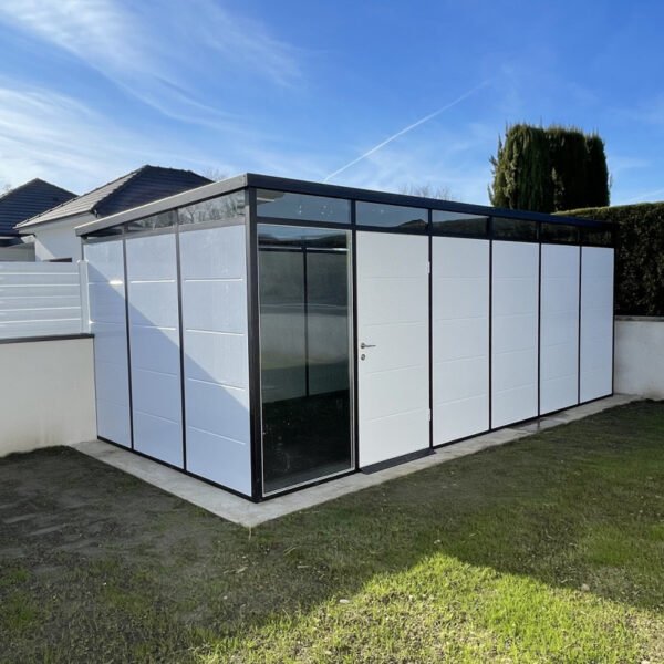 abri jardin isolé modulaire 6x3m blanc avec toiture monopente profil noir abri jardin isolé modulaire 6x3m blanc avec toiture monopente profil noir