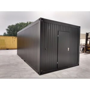 Container de bureau noir 6 x 3 mètres avec isolation et installation électrique