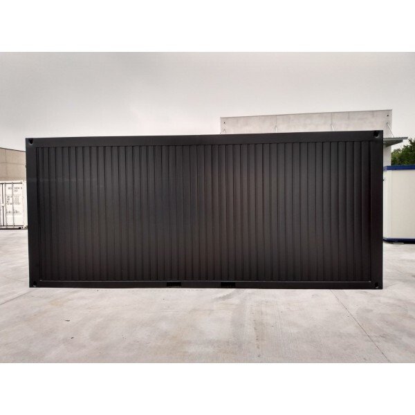 Façade-d_un-container-bureau-noir-modulaire-6-x-3-mètres
