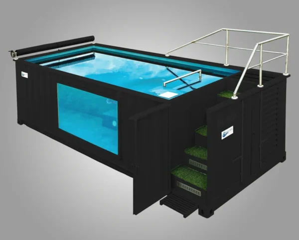 Piscine conteneur avec vitrage panoramique cinq couches Piscine conteneur avec vitrage panoramique cinq couches