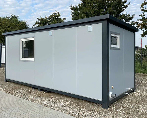 Conteneur bureau 6 x 2,40 m avec WC, douche et kitchenette